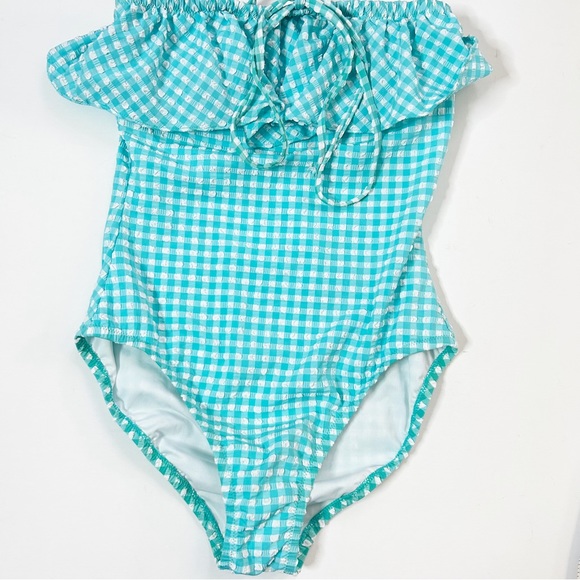 J. Crew Gingham Ruffle One Piece Swimsuit (2) - Picture 2 of 8